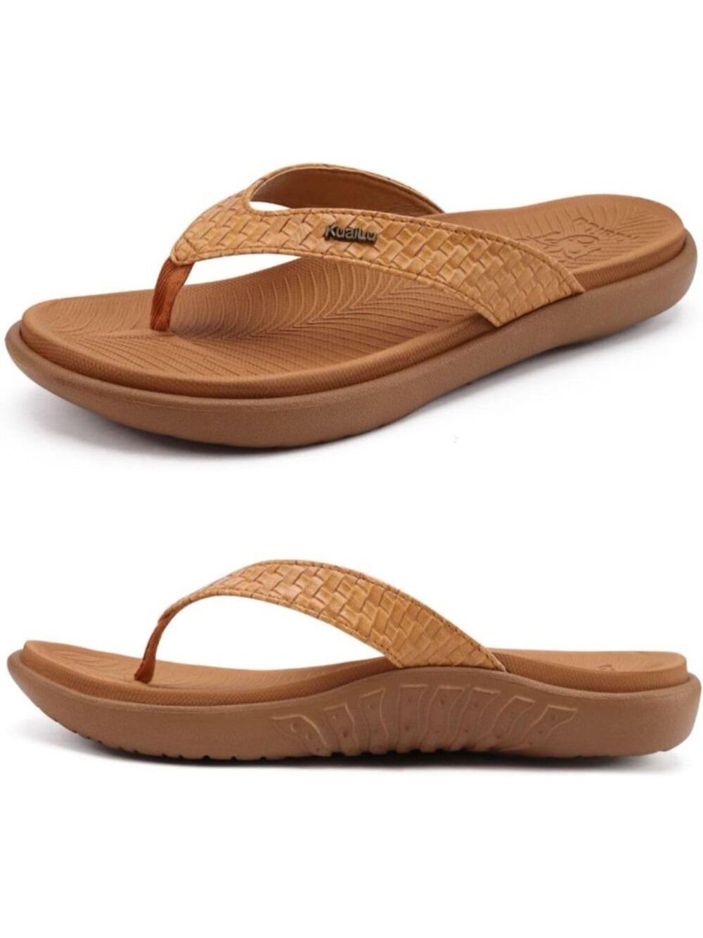 Women's Khaki Arch Support Yoga Mat Thong Slip On Slides Flip Flop Sandal Shoes